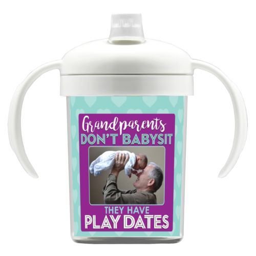 Personalized with "Grandparents don't babysit they have playdates" and a photo