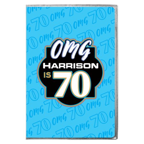 Personalized with "OMG - Is 70" and a name
