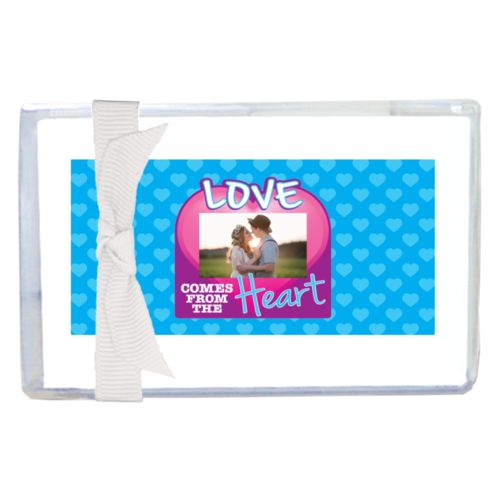 Personalized with "Love comes from the heart" and a photo
